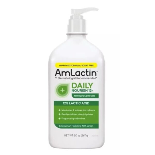 Amlactin Daily Nourish Lotion with 12% Lactic Acid – 20oz/567g (Scent Free)