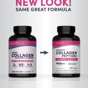 Neocell Grassfed Collagen Peptides + C, 6000 mg (per serving), 120 Caplets